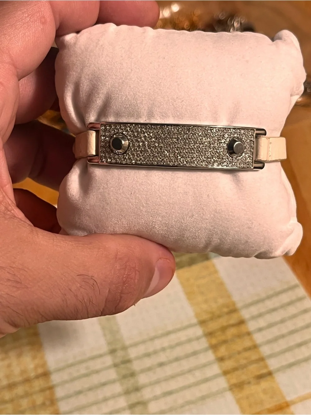 Michael Kors White Leather Rhinestone Bracelet